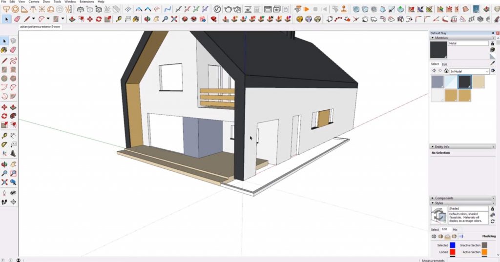 add materials to house in Sketchup