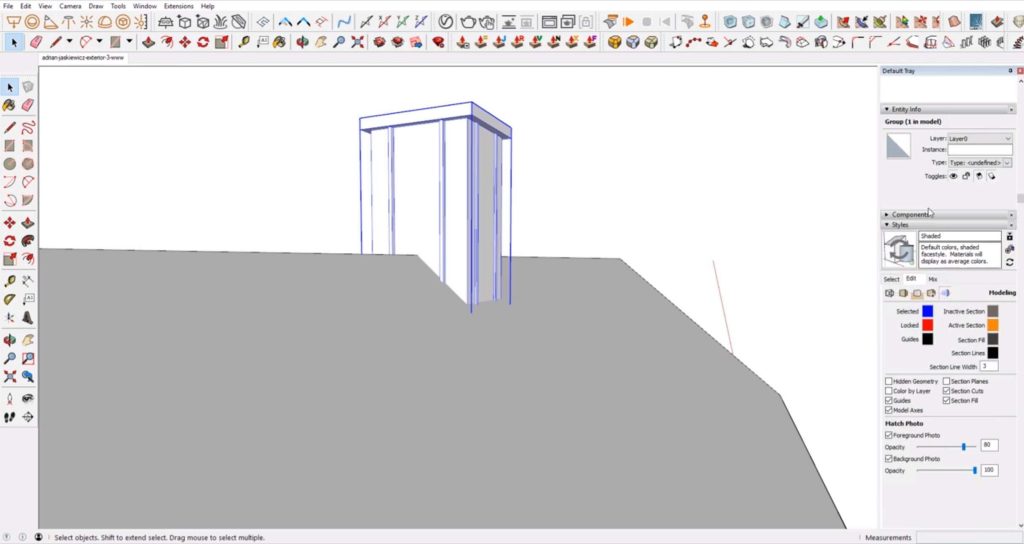 add chimney to house in Sketchup