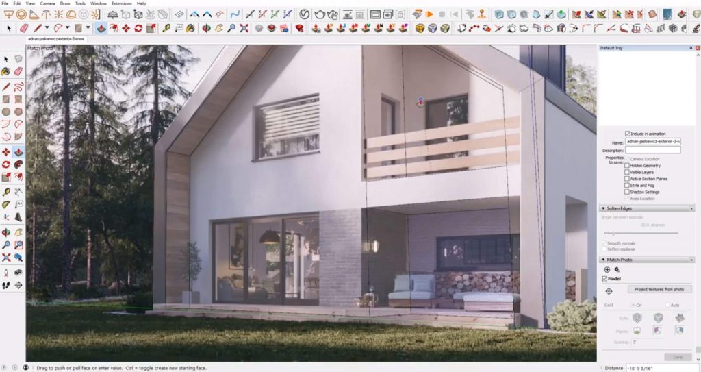 cut out walls of house in Sketchup