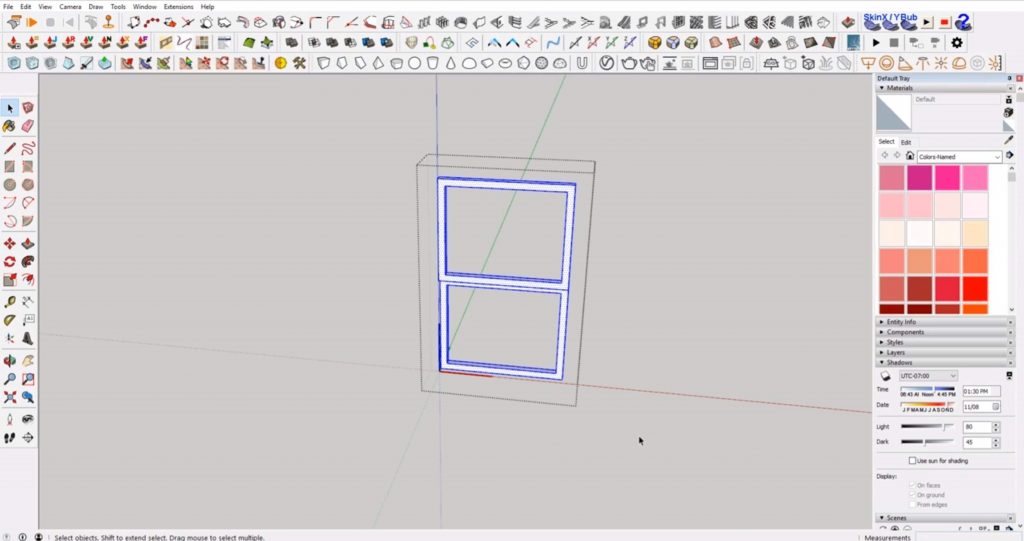 extrude inner panes for windows in Sketchup