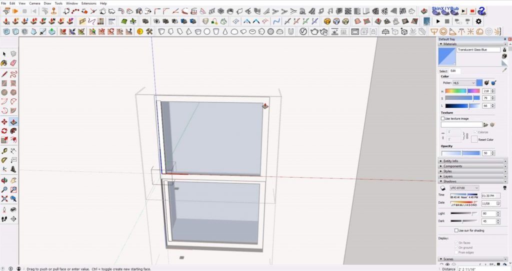 extrude muntins for windows in Sketchup