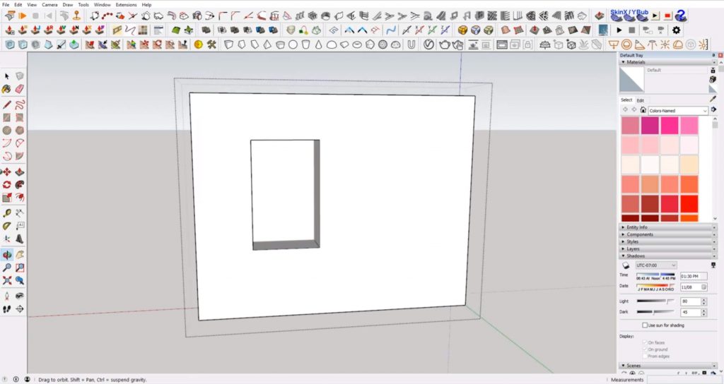 extrude windows in Sketchup through wall