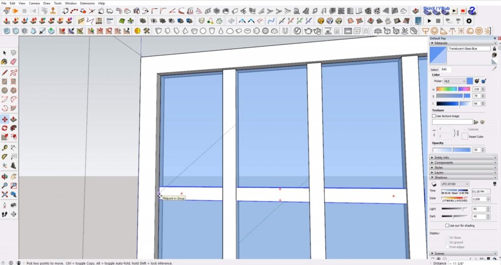 add horizontal muntin to windows in Sketchup