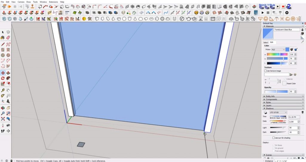 move muntin along windows in Sketchup 