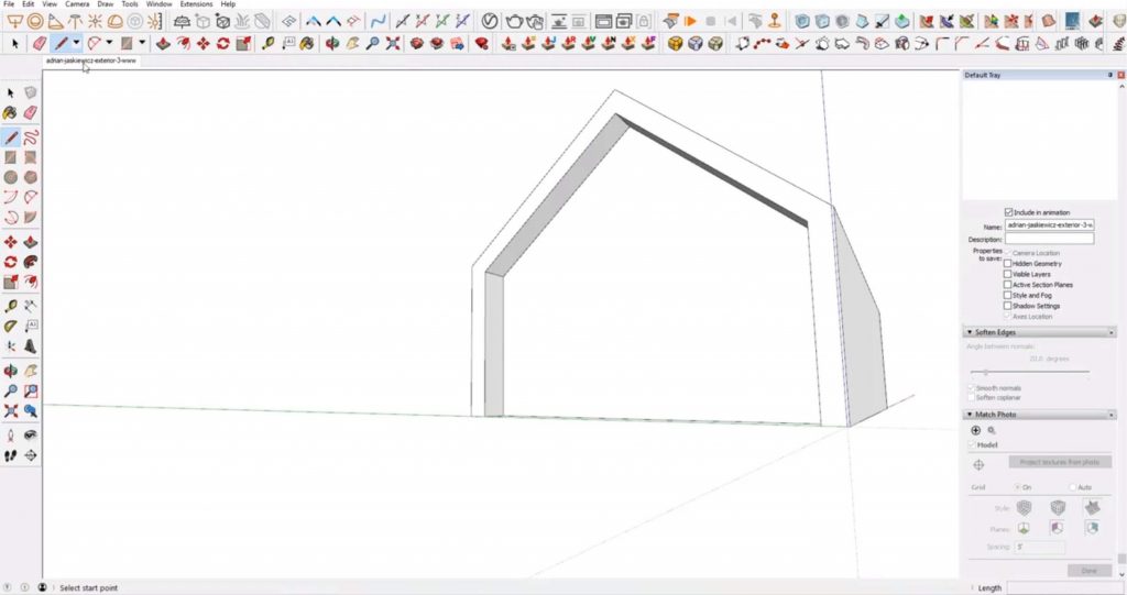 offset roofline in house in Sketchup 