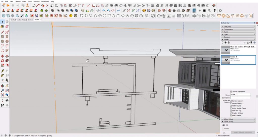 line drawing from sections in Sketchup