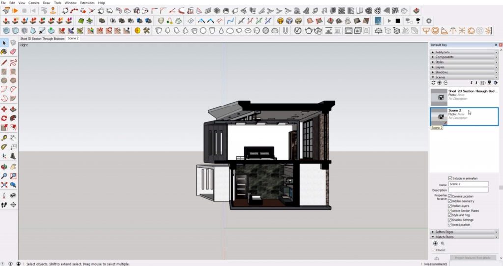 sections in Sketchup second scene