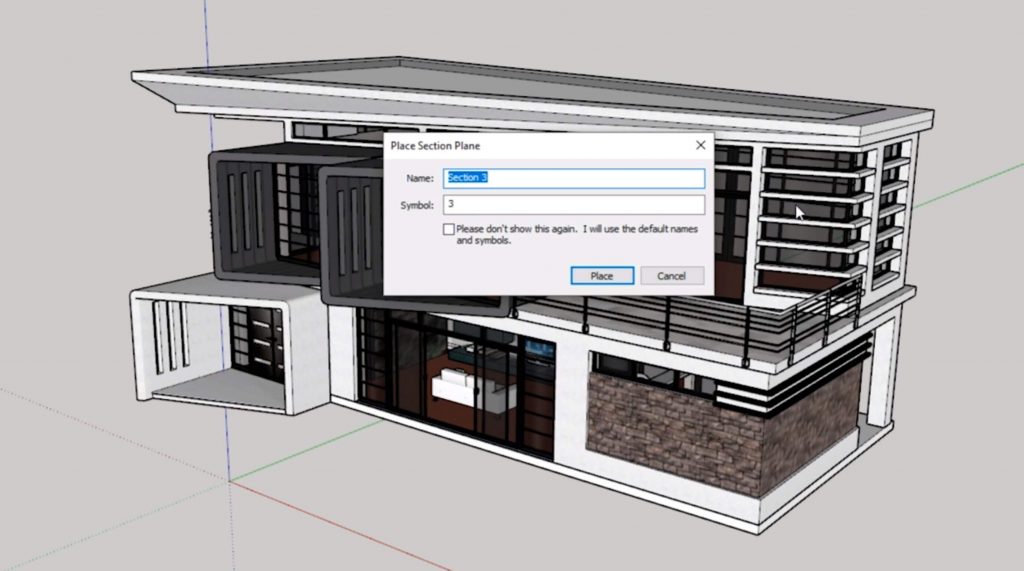 place section plane window for sections in Sketchup